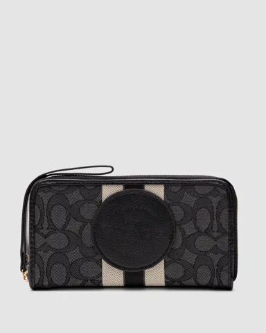 Coach Dempsey Large Wallet In Signature Jacquard Black