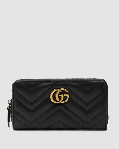 Gucci GG Marmont Zip-Around Long Wallet Black Matelasse
