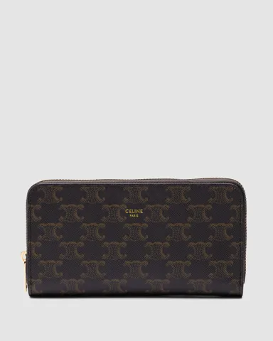Celine Large Zipped Wallet in Triomphe Canvas Brown