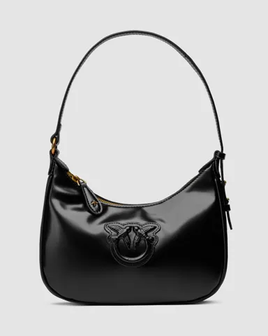 Pinko Half Moon Bag Simply Black With Leather Buckle