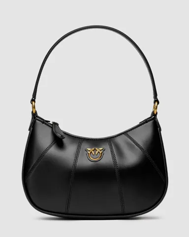 Pinko Hobo Bag Fine Grain Cow Leather Black
