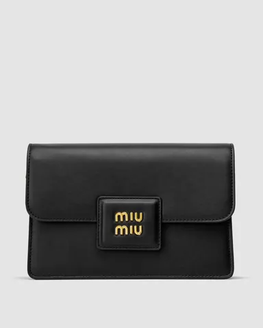 Miu Miu Shoulder Leather Bag Black