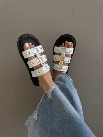 CELINE TIPPI SLIDES WHITE / BLACK (9)