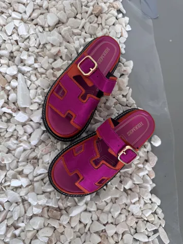 HERMES PLATFORM SLIDES FUCHSIA / ORANGE (9)