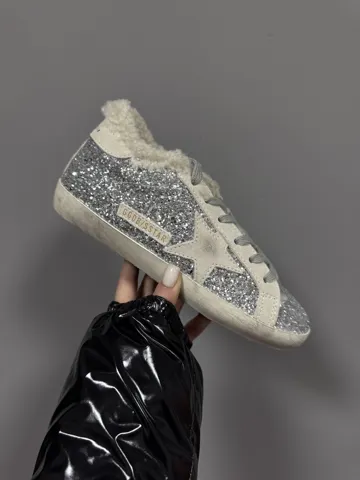 GOLDEN GOOSE | SUPERSTAR SILVER SPARKLES / GREY FUR premium