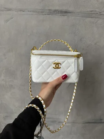 Chanel Classic Lambskin Pearl Crush Vanity Bag White/ Silver [оригінальна коробка]