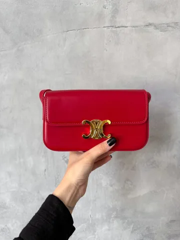 Celine Shoulder Bag Claude In Shiny Calfskin Burgundy [звичайна брендована коробка]