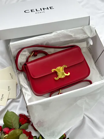 Celine Shoulder Bag Claude In Shiny Calfskin Burgundy [звичайна брендована коробка]