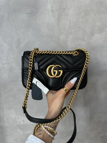 Gucci Marmont Mini Shoulder Bag Black/Gold [коробка магніт]