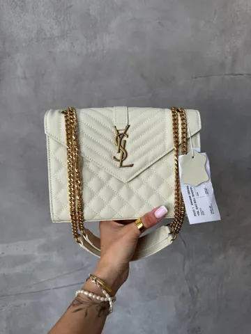 Saint Laurent Leather Envelope Chain Bag Milk