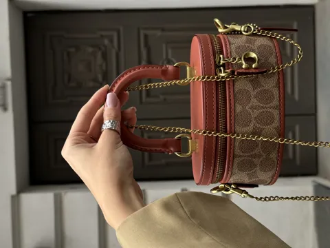 Coach Trail Crossbody 17 With Pillow Quilting In Signature Canvas Brown [оригінальна магнітна брендована коробка]
