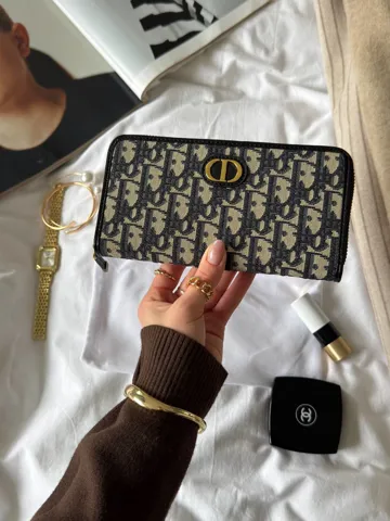 Christian Dior 30 Montaigne Wallet Blue Oblique Jacquard