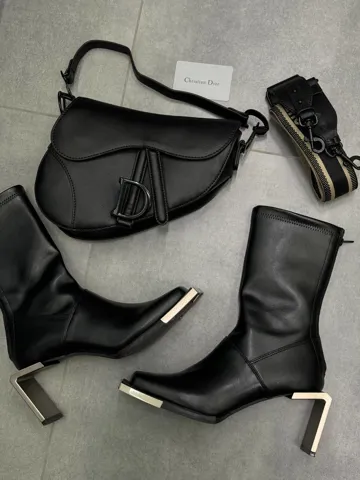 Christian Dior Saddle Bag With Strap Total Black [коробка кришка-дно]