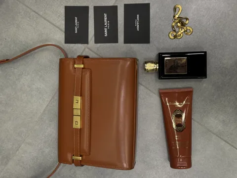 Saint Laurent Manhattan Leather Shoulder Bag Brown