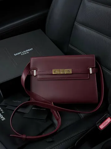 Saint Laurent Manhattan Leather Shoulder Bag Wine Магнітна + Захисна коробка