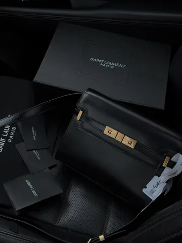 Saint Laurent Manhattan Leather Shoulder Bag Black Магнітна + Захисна коробка