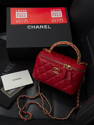 Chanel Classic Lambskin Pearl Crush Vanity Bag Red/Gold [магнітна коробка]