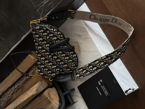 Dior Saddle Bag with Strap Blue Dior Oblique Jacquard [коробка кришка-дно]