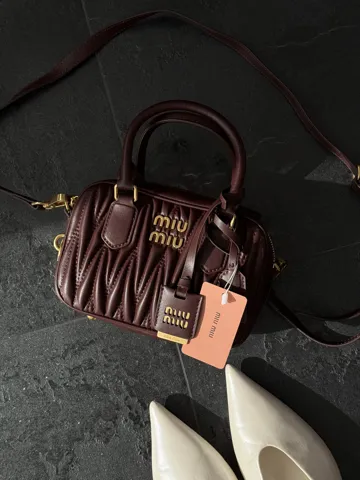 Miu Miu Arcadie Matelassé Nappa Leather Bag Burgundy [оригінальна коробка]