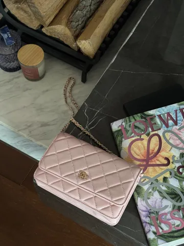 Chanel Classic Wallet on Chain Quilted Pink/Gold Магнітна Коробка