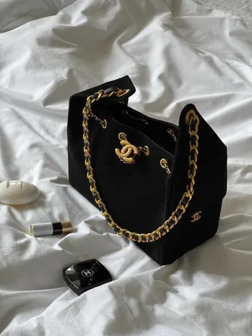 Chanel 25 Small Handbag Suede Black