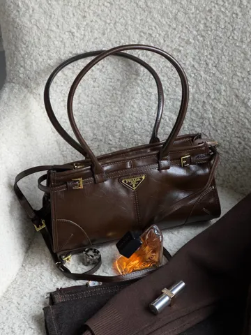 Prada Medium Leather Handbag Brown
