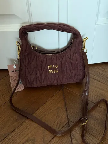 Miu Miu Wander Matelassé Nappa Suede Mini Hobo Bag Brown [оригінальна коробка]