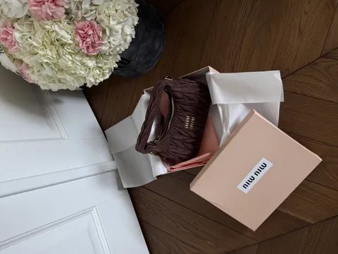 Miu Miu Wander Matelassé Nappa Suede Mini Hobo Bag Brown [оригінальна коробка]