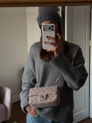 Chanel Classic 1.55 Small Single Flap Tweed/Gold