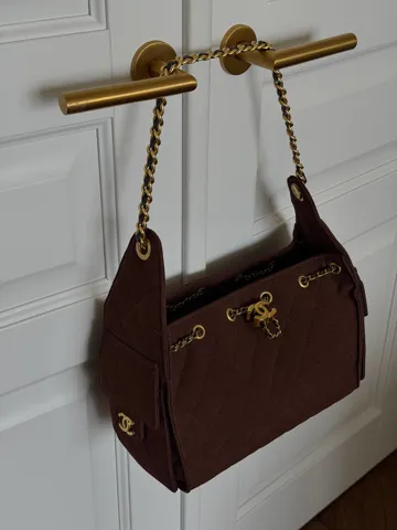Chanel 25 Small Handbag Suede Brown