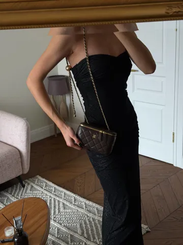 Chanel Classic Brown Lambskin Pearl Crush Vanity Bag Gold