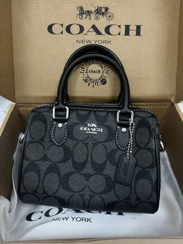 Coach Rowan Satchel Bag In Signature Canvas Grey/Silver