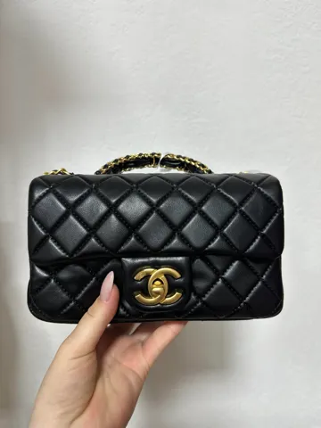 Chanel Mini Rectangular Flap Bag with Top Handle Black