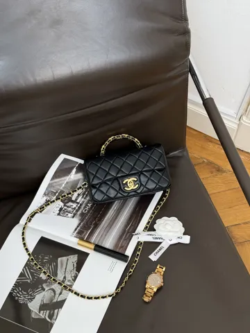 Chanel Mini Rectangular Flap Bag with Top Handle Black