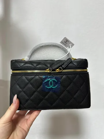 Chanel Caviar Quilted Top Handle Slim Vanity Black