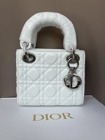 Dior Mini Lady Dior Bag White/Silver