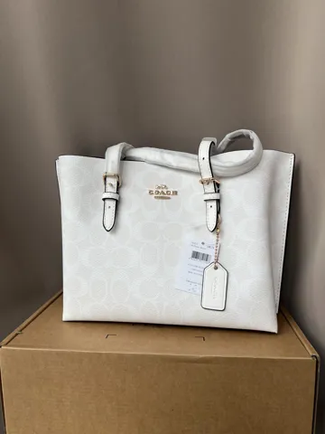 Coach Mollie Tote Bag 25 In Signature Canvas White/Gold