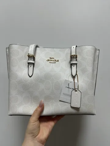 Coach Mollie Tote Bag 25 In Signature Canvas White/Gold