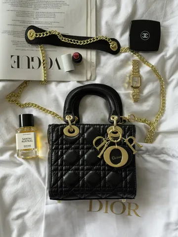 Dior Mini Lady Dior Bag Black/Gold ОДИН РЕМІНЕЦЬ [звичайна бренд коробка]