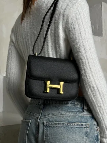 Hermès Constance Epsom 23 Black/Gold (Магнітна коробка)