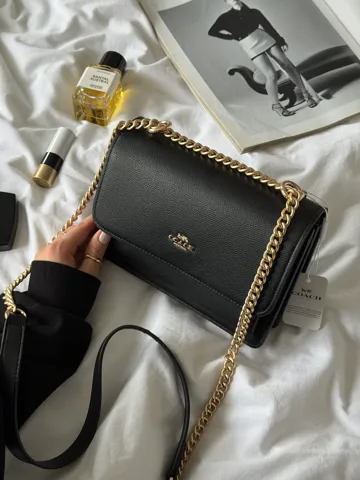 Coach Mini Klare Crossbody Black/Gold БЕЖЕВА СЕРЕДИНА(магнітна коробка)