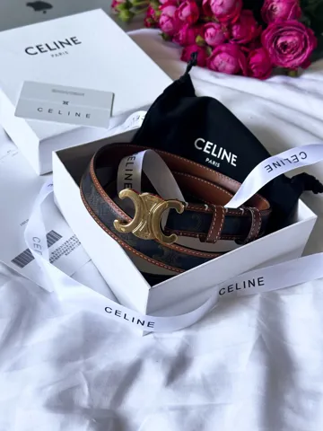 Celine Triomphe Belt Canvas/Gold